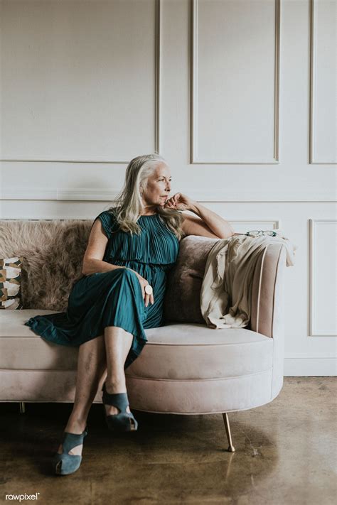 Classy Senior Woman Sitting On The Couch Premium Image By Rawpixel