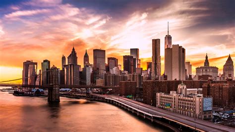 Usa Skyscrapers Rivers Bridges Roads Sunrises And Sunsets New York City