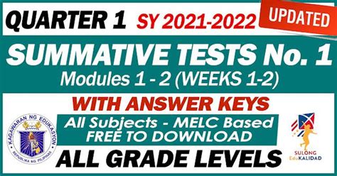 Updated Q1 Summative Tests No 2 For Sy 2021 2022 Modules 1 2 With