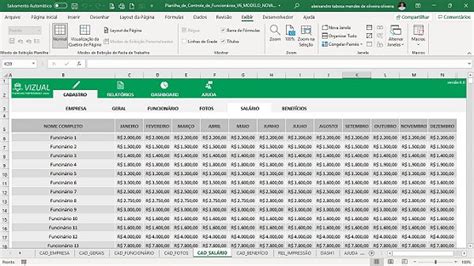 Planilha De Cadastro E Controle De Funcion Rios Em Excel Vizual