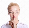 Young blond woman with her finger over h — Stock Photo © Tihon6 #1958462