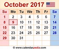 October 2017 Calendar | Templates for Word, Excel and PDF