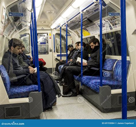 People Sitting Inside London Underground Tube Train Editorial Image