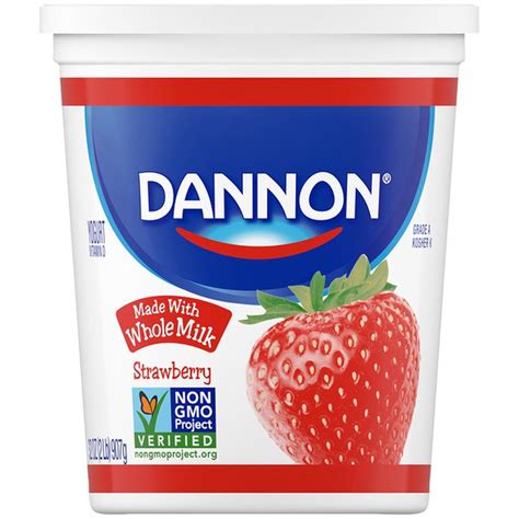 Dannon Whole Milk Non Gmo Project Verified Strawberry Yogurt 32 Oz