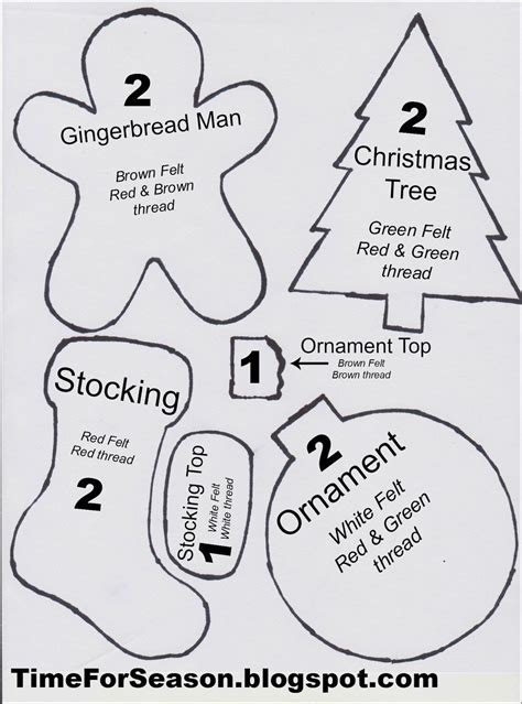 Christmas Crafts Patterns 1 Christmas Ornament Template Felt