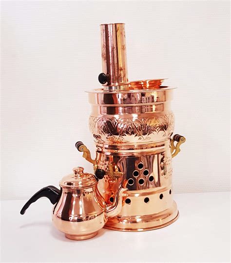 Copper Turkish Samovar With Copper Teapot Tea Maker Kettle Pot Free