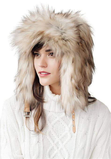 Tan Tipped Fox Faux Fur Trapper Hat Faux Fur Hat Fur Trapper Hat