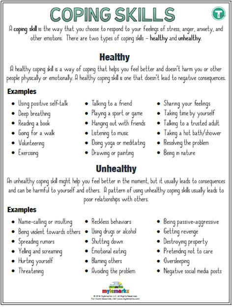 Healthy Vs Unhealthy Coping Skills Worksheets Coping Skills Worksheets