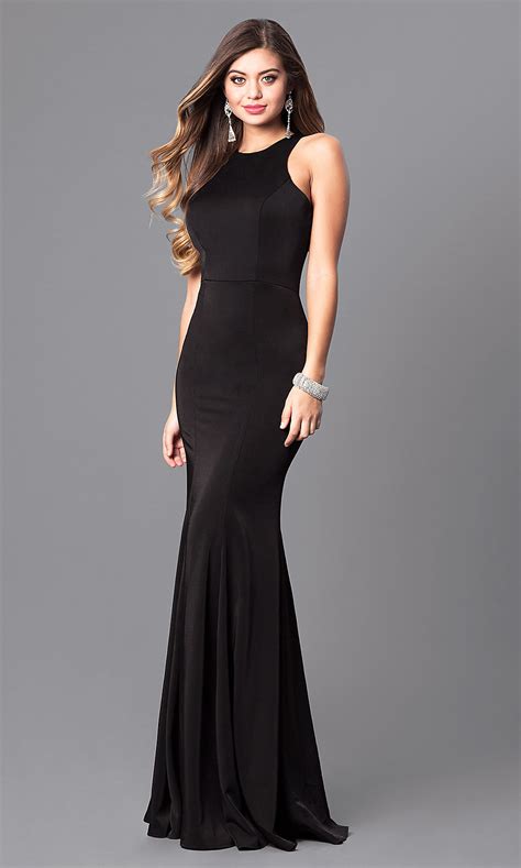 Racerback Jersey Prom Dress With High Neck Promgirl