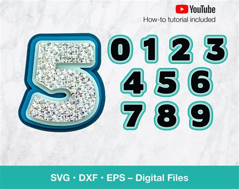 Digital File Number Eight Cake Topper Number Layered Number Svg