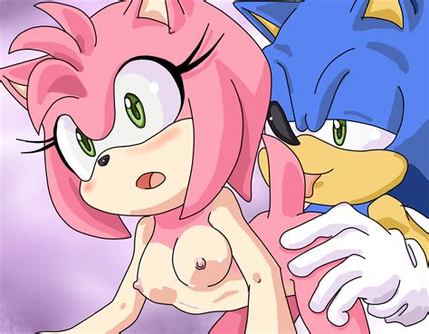 Rule 34 Amy Rose Anthro Blue Hair Blush Breasts Female Green Eyes Hair Hedgehog Licking Male