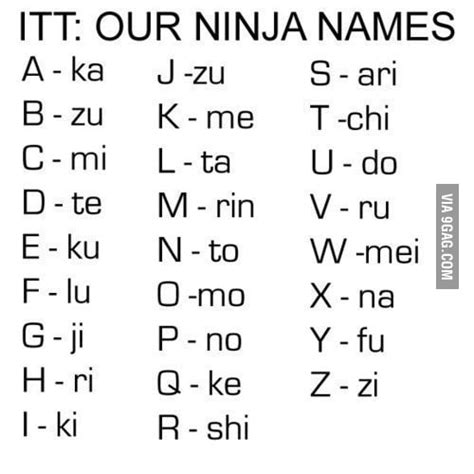 Our Ninja Names 9gag