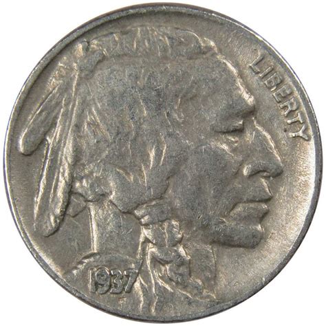 1937 Indian Head Buffalo Nickel 5 Cent Piece Vf Very Fine 5c Us Coin