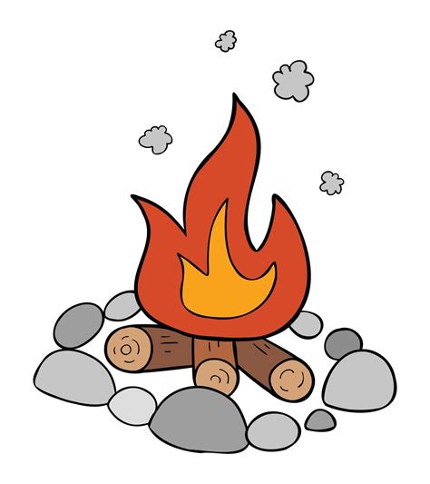 Camping Fogata Icono Vector De Dibujos Animados Fuego De Campamento