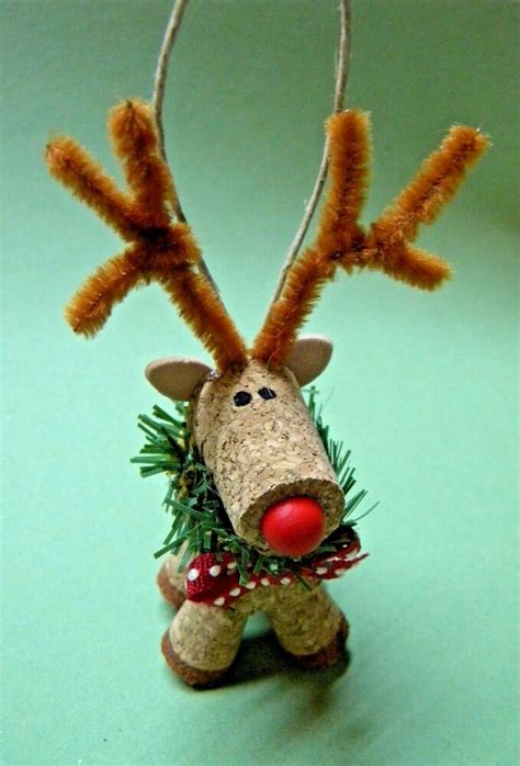 New Handmade Wine Cork Reindeer Ornament 4 Ebay