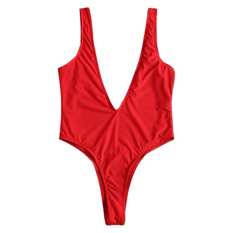 One Piece Swimsuit Sexy Swimwear Women 2019 Monokini High Cut Swim Wear Summer Solid Bathing