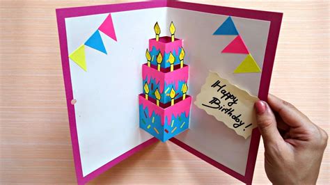 Pop Up Birthday Cards Birthday Pop Up Card Square Cake Tutorial Card