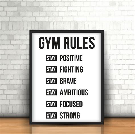 Gym Rules Home Gym Wall Art Printable Art Digital Etsy