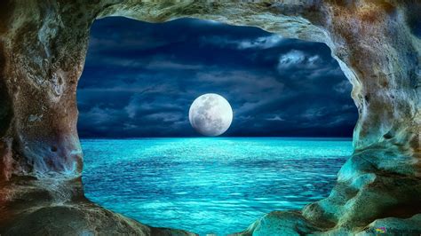 Fool Moon View From Cave 2k Wallpaper Download