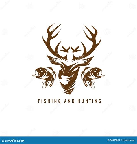 Hunting And Fishing Vintage Emblem Vector Design Stock Vector