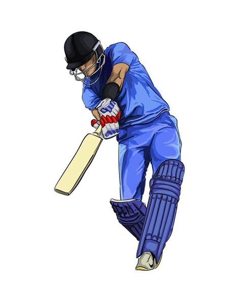 Download Abstract Batsman Playing Cricket From Splash Of Watercolors