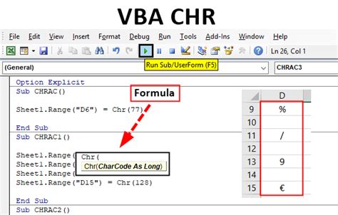 Vba Chr Mapping Of Characters With Their Ascii Values