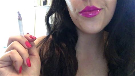 Brunette Babe Smoking Marlboro Light In Shiny Pink Lipstick Youtube