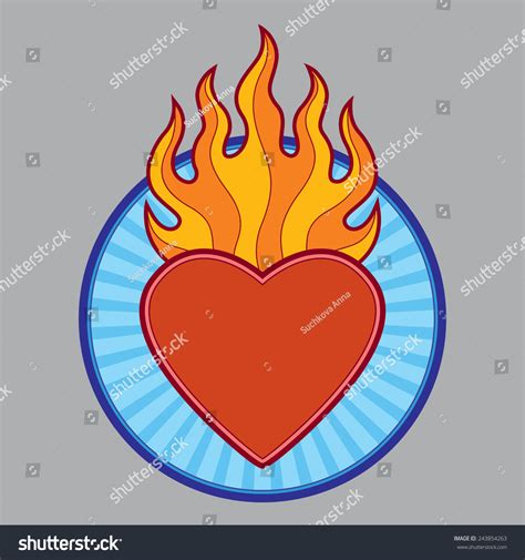 Burning Flaming Heart Vector Illustration Stock Vector Royalty Free