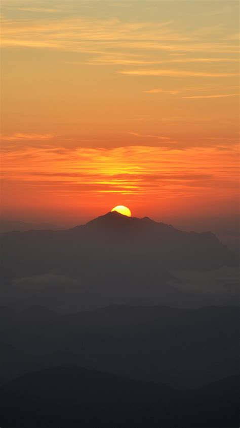 Download Wallpaper 1440x2560 Mountains Silhouette Sunset Dark Qhd