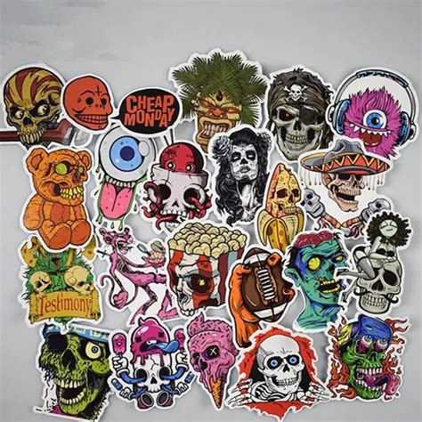 50pcslot Horror Skull Heads Graffiti Sticker Decal For Car Laptop
