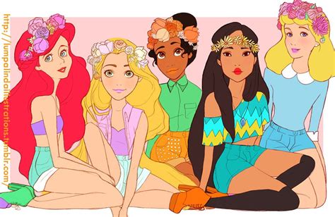 Disney Princesses Redesigned As Hippies From The 60s Hipster Disney