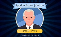 Descarga Vector De Retrato De Dibujos Animados De Lyndon Baines Johnson