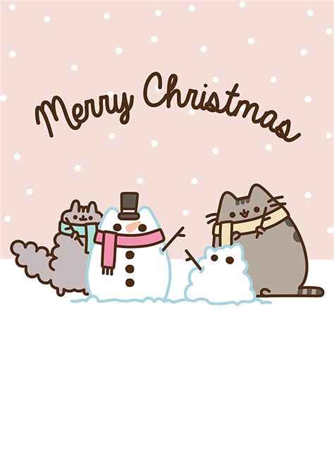 Pusheen The Cat Merry Christmas Snowman Blank Christmas Card