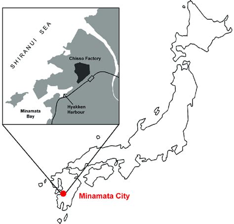 Map Showing The Location Of Minamata City Kumamoto Prefecture Japan