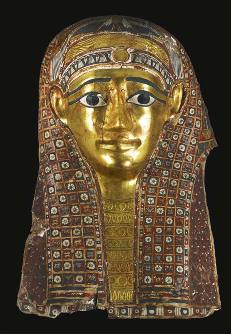 17 An Egyptian Polychrome And Gilt Cartonnage Mummy Mask Late Ptolemaic Early Roman Period