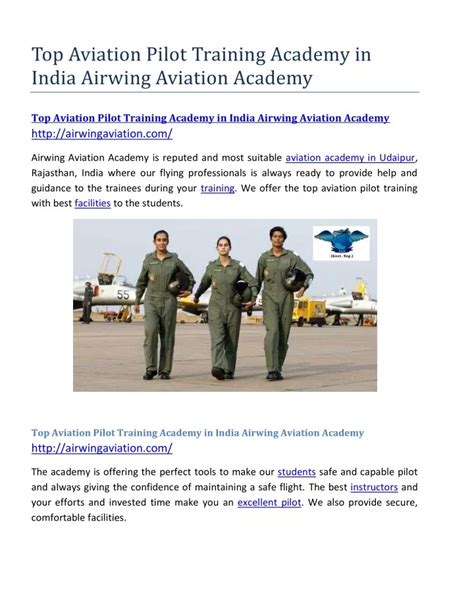 Ppt Top Aviation Pilot Training Academy In India Airwing Aviation