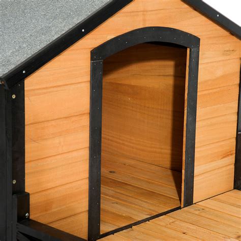Wood Dog House Kennel Elevated Large Weather Resistant Outdoor Shelter