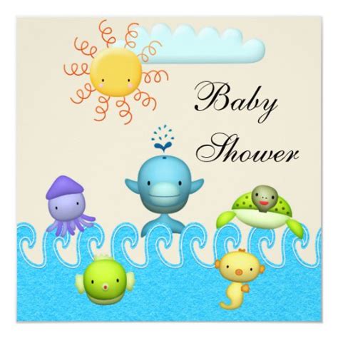 Cute Sea Animals Baby Shower Invitation Zazzle