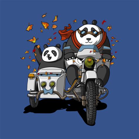 Panda Bears Riding Motorcycle Funny Cartoon Race Panda