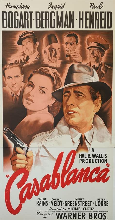 Casablanca 1942 3 Sheet Movie Poster Lithograph Davinci Emporium