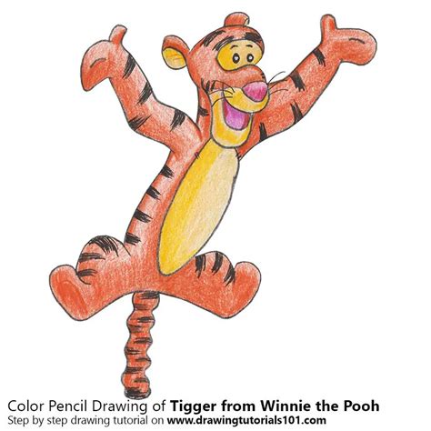 Tigger From Winnie The Pooh Colored Pencils Drawing Tigger From Winnie The Pooh With Color