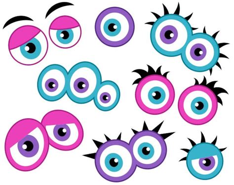 Girly Monster Eyes Digital Clip Art Cute Monster Eyes Etsy Sweden