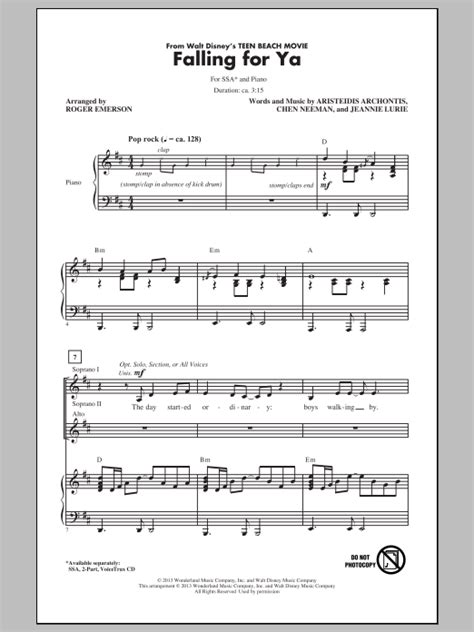 Falling For Ya From Teen Beach Movie Sheet Music Roger Emerson