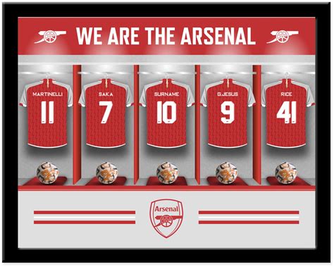 Personalised Arsenal Fc Dressing Room Shirts Framed Print From Go Find A T