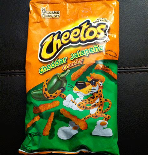 There are 160 calories in 21 pieces (1 oz) of cheetos crunchy cheddar jalapeno cheetos. User(s) Submitted: Cheetos Crunchy Cheddar Jalapeno ...