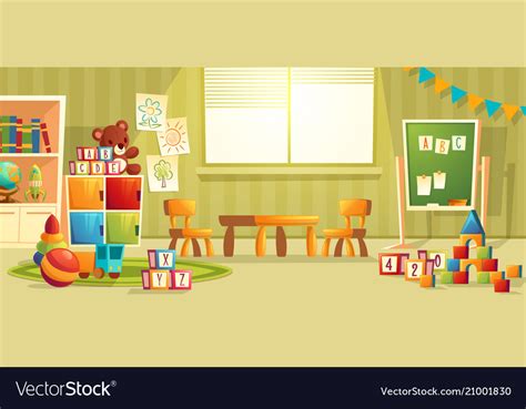 Cartoon Interior Of Kindergarten Room Royalty Free Vector