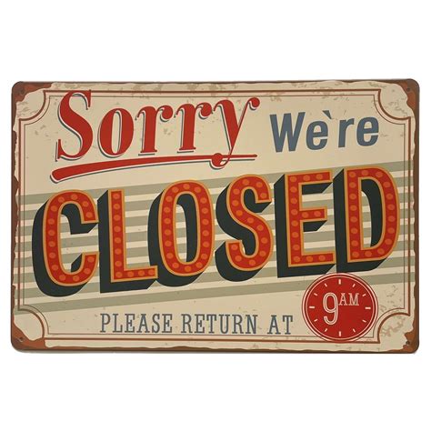 Sorry Were Closed Sign 30x20cm Kidscollections