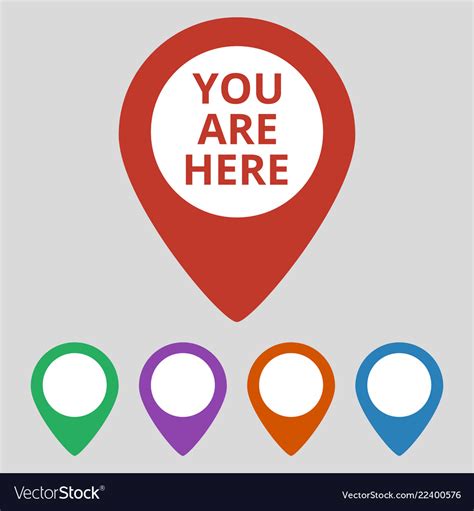 Ready to use in multiple sizes. Marker location icon with you are here text Vector Image
