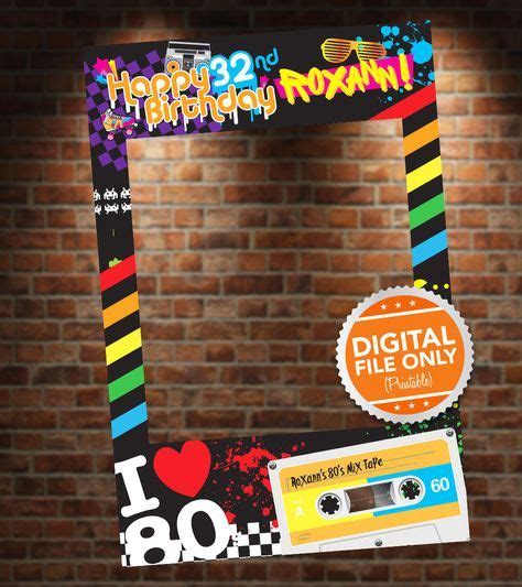 80s Theme Photo Booth Party Prop Frame Digital File Geburtstag In