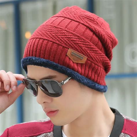 Boys Men Winter Hat Knit Scarf Cap Winter Hats For Men Caps Warm Fur